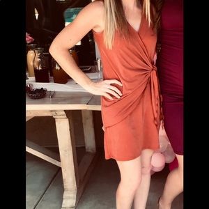 Rust V-Neck wrap dress